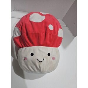 Pink Sky Smiling Mushroom Plush Pillow Kawaii Cute Soft 13x14"